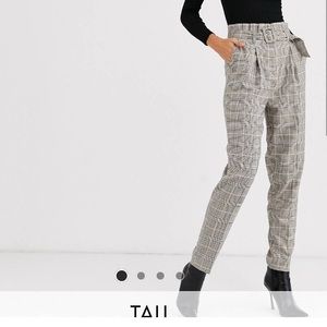 New Look Tall buckle check pants in brown